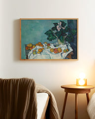 After Hover: Paul Cézanne - Stillleben mit Äpfeln und einem Topf Primeln (ca. 1890)