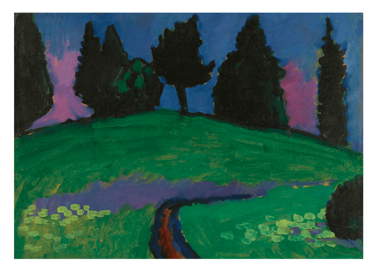 Alexej von Jawlensky - Dunkle Bäume über grünem Hang