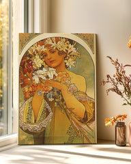 After Hover: Alfons Mucha - Frau mit Blumen auf Kopf