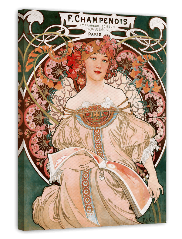 Alfons Mucha - Frau umringt von Blumen