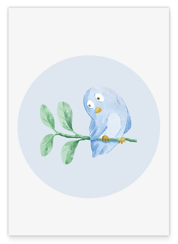 Kleiner Vogel, Süße Illustration, Wasserfarben-Zeichnung, Dekoration für Babies und Kinder