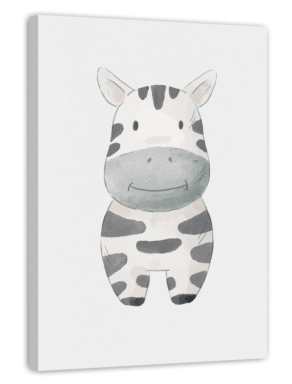 Lächelndes Zebra, Tier-Zeichnung in Wasserfarben, Kunst für Kinder, Deko für Zuhause