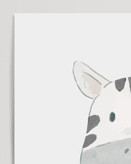 After Hover: Lächelndes Zebra, Tier-Zeichnung in Wasserfarben, Kunst für Kinder, Deko für Zuhause