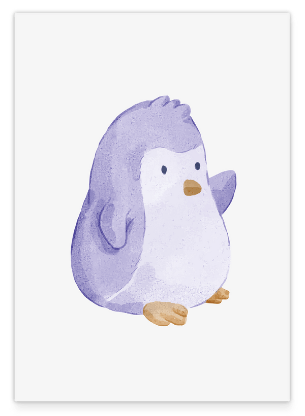 Winkender Pinguin, Wasserfarben-Zeichnung, Süße Dekoration, Illustration für Zuhause