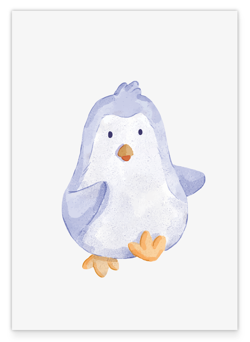 Tanzender Pinguin, Süße Wasserfarben-Zeichnung, Kunst, Illustration, Dekoration für Zuhause
