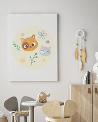 After Hover: Katzen im Blumenfeld, Süße Illustration, Zeichnung für Kinder, Deko für das Zuhause