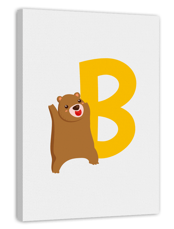 B wie Bär, Buchstaben Lernen, ABC, Süße Illustration, Dekoration für das Zuhause