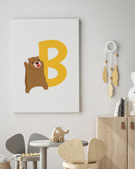After Hover: B wie Bär, Buchstaben Lernen, ABC, Süße Illustration, Dekoration für das Zuhause