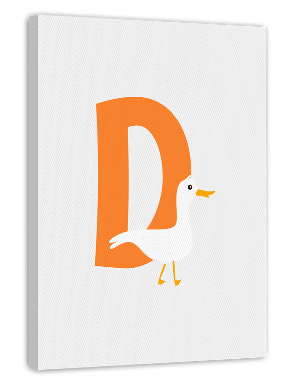 D wie Duck, Englisches ABC Lernen, Enten Kinderzimmer Dekoration in Weiß, Buchstabe für Name