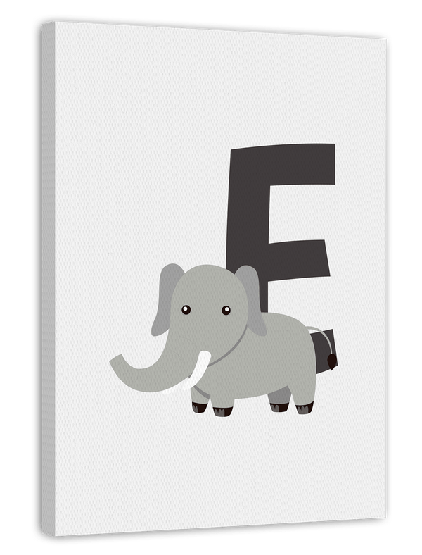 E wie Elefant in Weiß, ABC Lernen, Süße Buchstaben Dekoration für Kinder