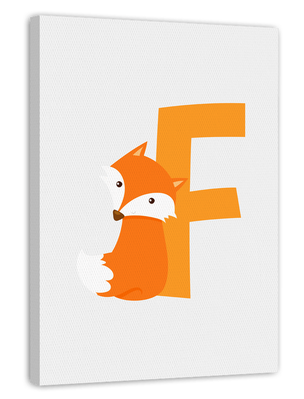 F wie Fuchs, ABC Lernen, Buchstabe für Name, Wasserfarben-Illustration, Dekoration für Kinder