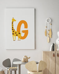 After Hover: G wie Giraffe, Kinder Wanddekoration in Weiß, Buchstaben Geschenk für Namen mit G