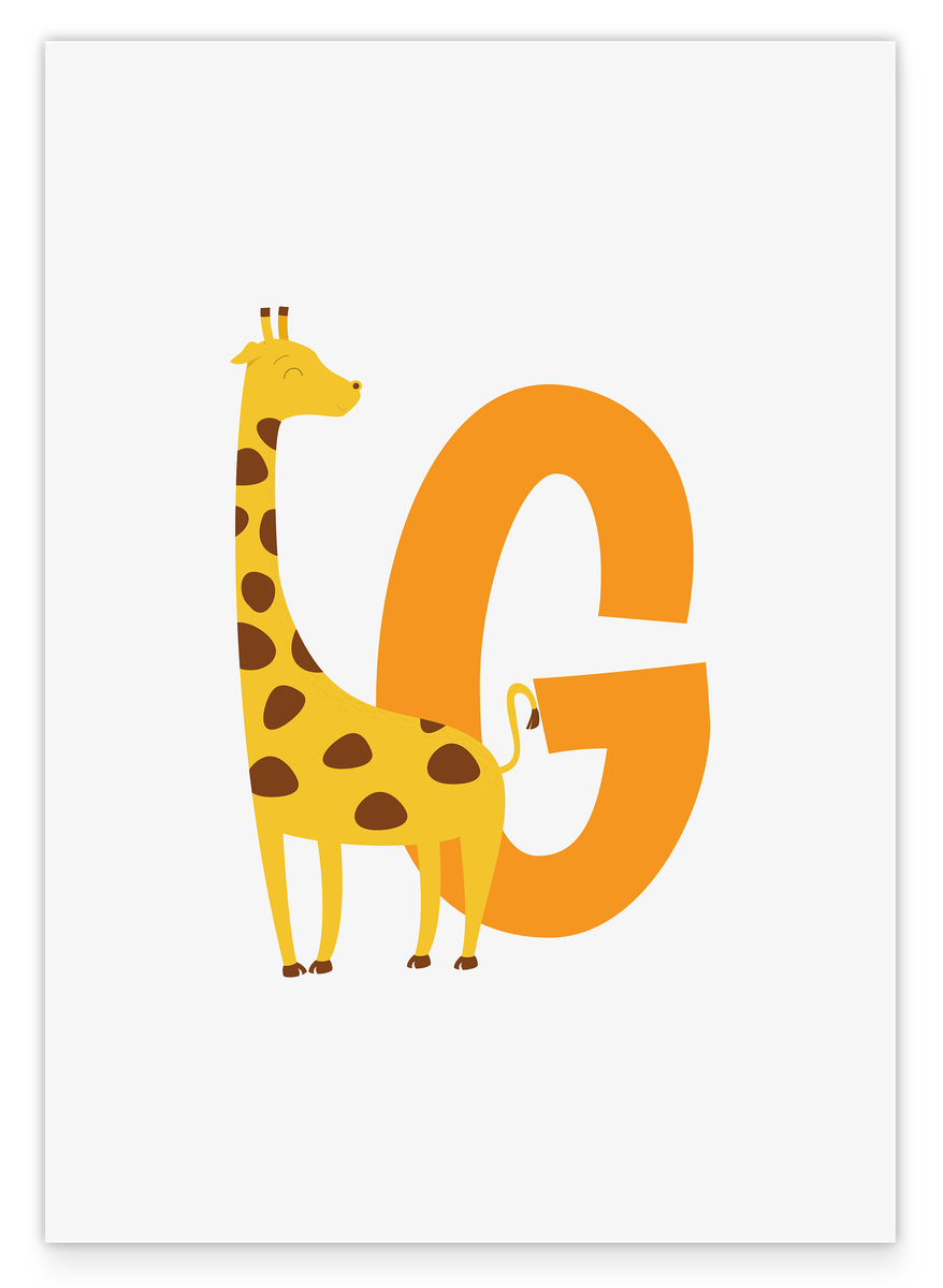 G wie Giraffe, Kinder Wanddekoration in Weiß, Buchstaben Geschenk für Namen mit G