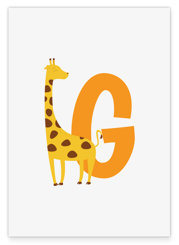 G wie Giraffe, Kinder Wanddekoration in Weiß, Buchstaben Geschenk für Namen mit G