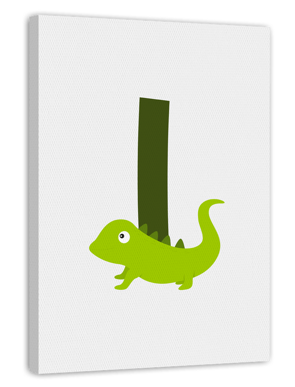I wie Iguana, Leguan, Buchstabe für Name, Englisches ABC Lernen, Süße Deko für Zuhause