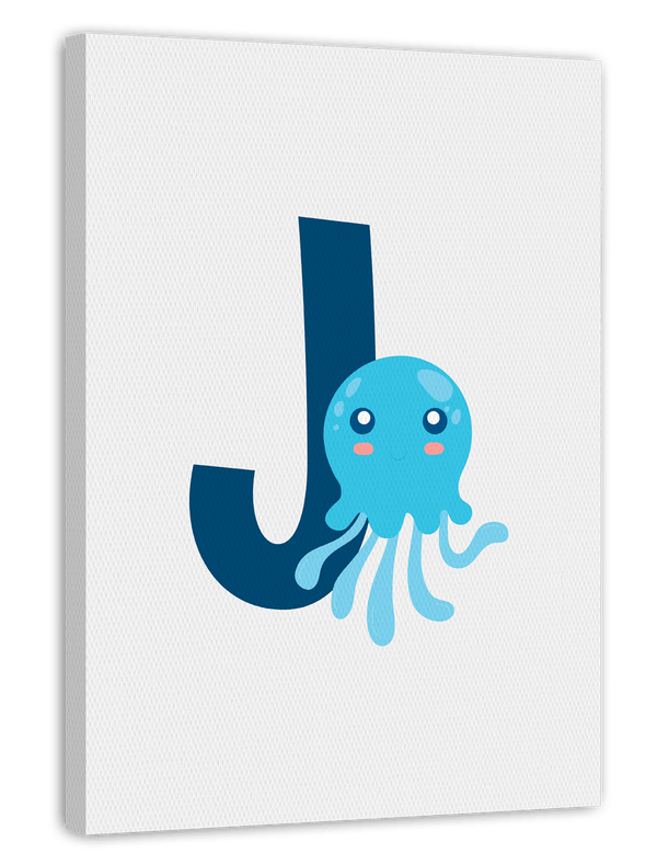 J wie Jellyfish, Qualle, Buchstabe für Name, Englisches ABC Lernen, Süße Dekoartion