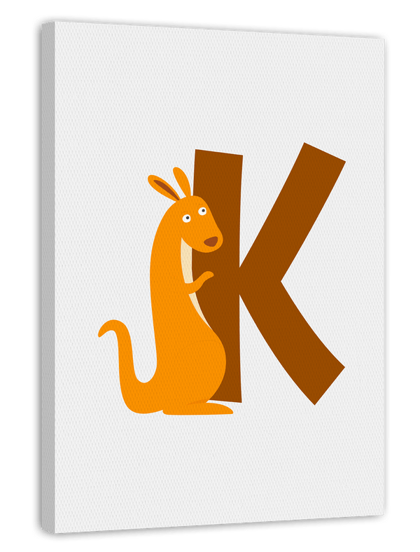 K wie Känguru, ABC Lernen, Süße Illustration, Buchstabe für Name, Dekoration für Zuhause