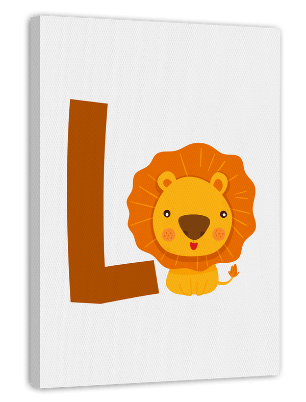 L wie Löwe, ABC Lernen, Süße Zeichnung, Illustration für Kinder, Buchstabe für Name, Deko für Zuhause