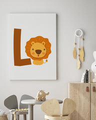 After Hover: L wie Löwe, ABC Lernen, Süße Zeichnung, Illustration für Kinder, Buchstabe für Name, Deko für Zuhause