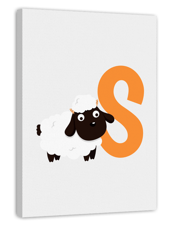 S wie Schaf, ABC Lernen, Buchstabe für Name, Süße Zeichnung für Zuhause