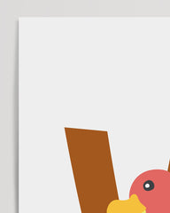 After Hover: V wie Vulture, Geier, Englisches ABC Lernen, Süße Illustration, Buchstabe für Name, Dekoration für Zuhause