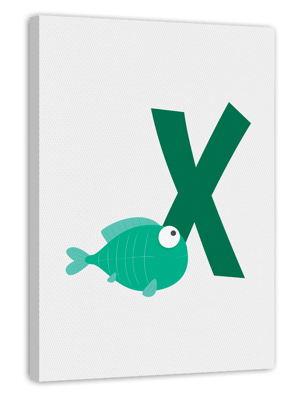 X wie X-Ray Fish, Englisches ABC Lernen, Fisch, Buchstabe für Name, Süße Zeichnung, Dekoration für Zuhause