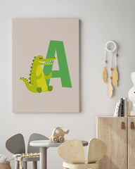After Hover: A wie Alligator, ABC Lernen, Buchstabe für Name, Süße Zeichnung, Dekoration für Zuhause