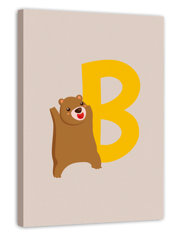 B wie Bär, Buchstaben Lernen, ABC, Süße Illustration, Dekoration für Zuhause