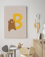 After Hover: B wie Bär, Buchstaben Lernen, ABC, Süße Illustration, Dekoration für Zuhause