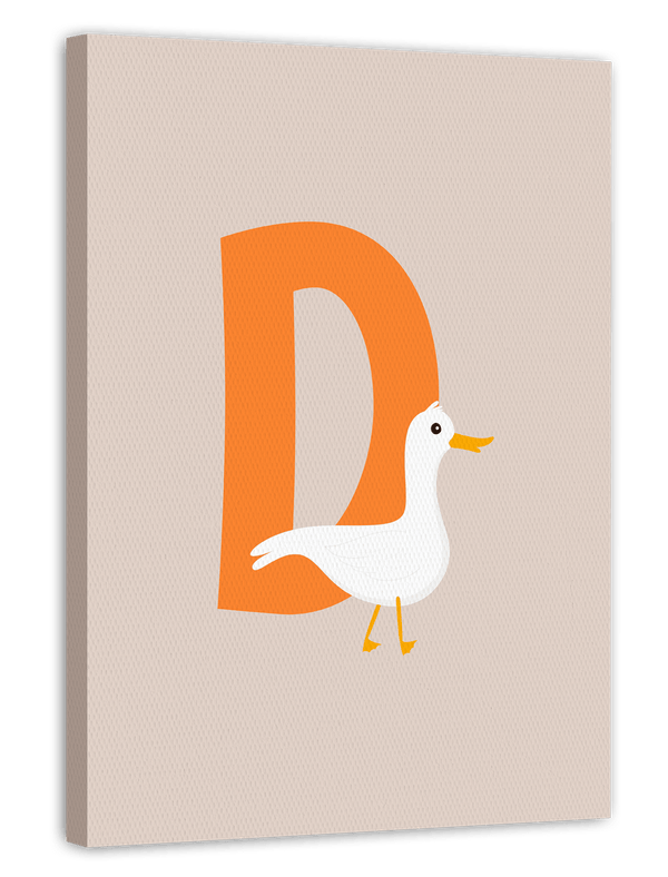 D wie Duck, Enten Illustration in Beige, Englisches ABC Lernen, Kindernamen Buchstaben Bild