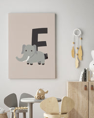 After Hover: E wie Elefant, Kinderzimmer Dekoration, ABC Lernen, Buchstabe für Name