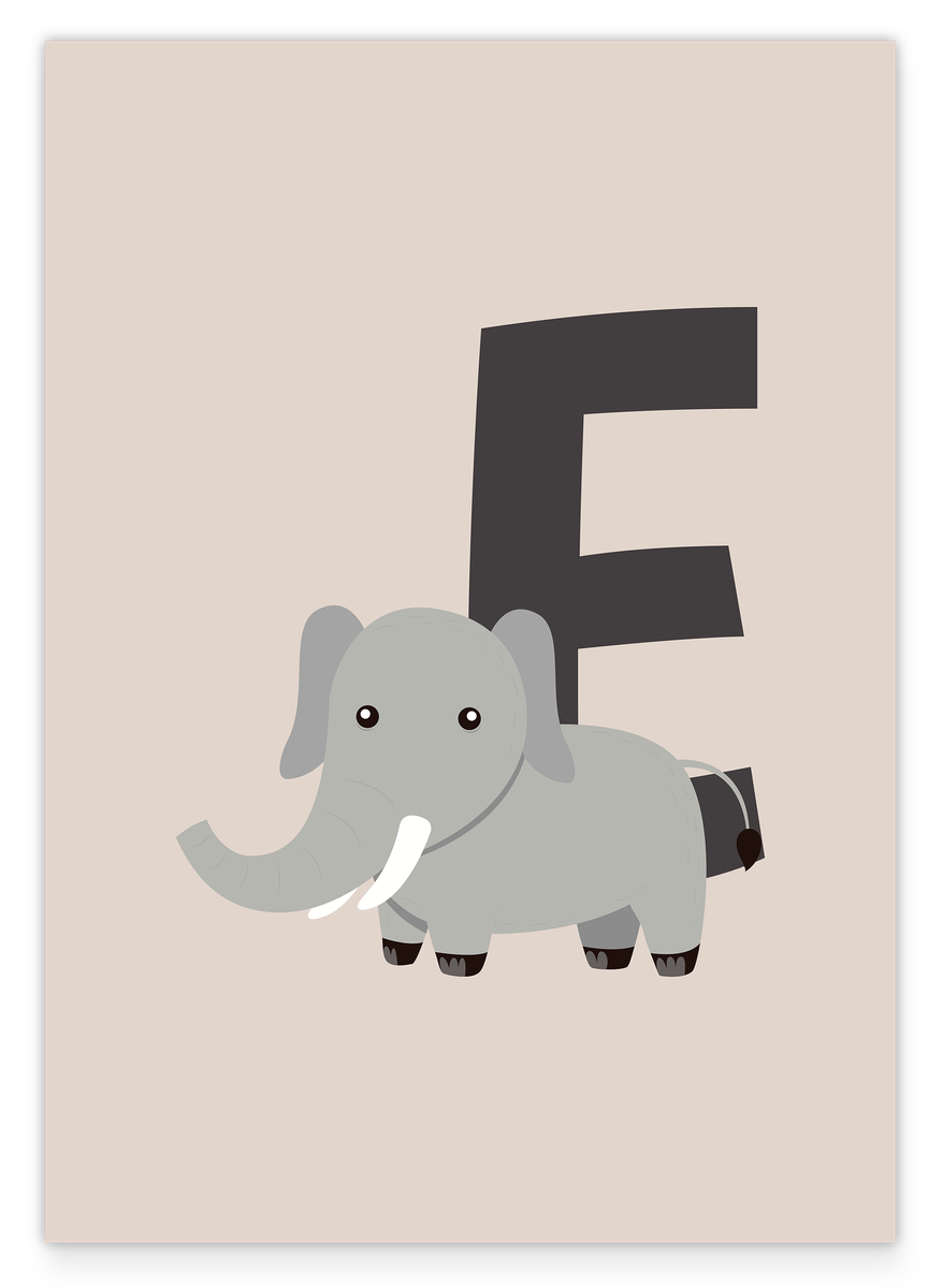 E wie Elefant, Kinderzimmer Dekoration, ABC Lernen, Buchstabe für Name