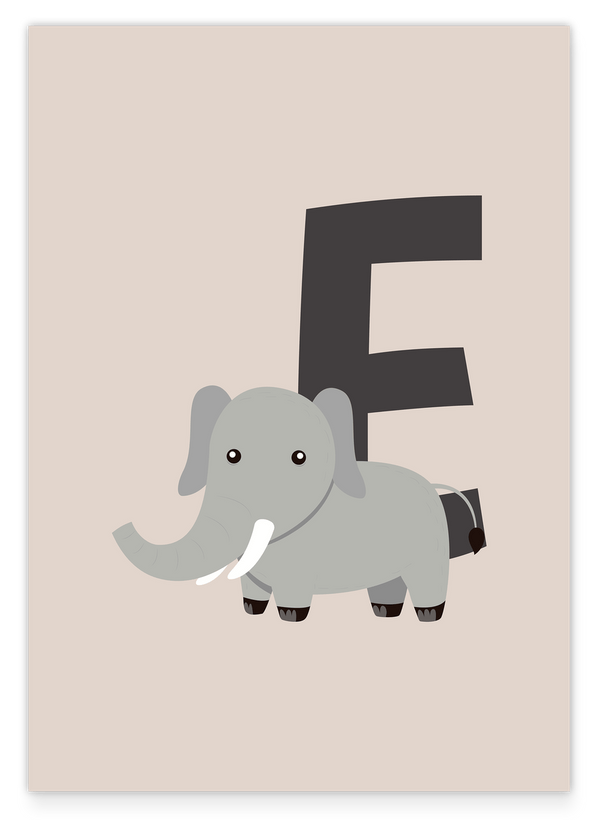 E wie Elefant, Kinderzimmer Dekoration, ABC Lernen, Buchstabe für Name