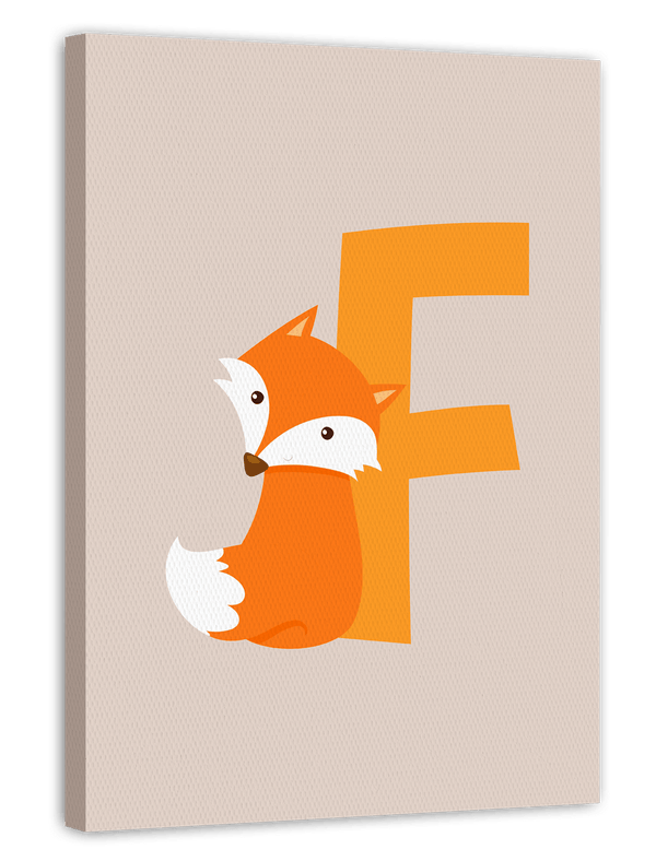 F wie Fuchs, ABC Lernen, Buchstabe für Name, Wasserfarben-Illustration, Dekoration für Kinder