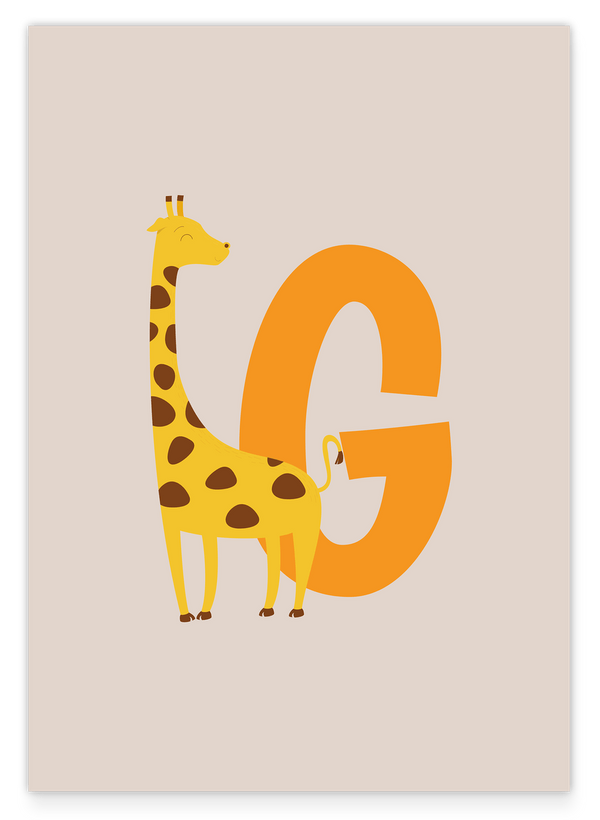G wie Giraffe, Buchstaben Illustration für Kinder in Beige, Süße Dekoration für Zuhause