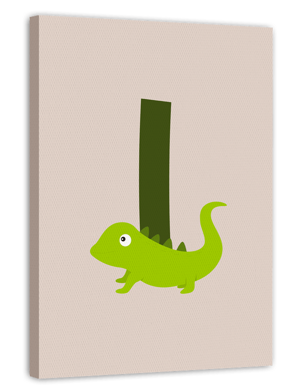 I wie Iguana, Leguan, Buchstabe für Name, Englisches ABC Lernen, Süße Deko für Zuhause