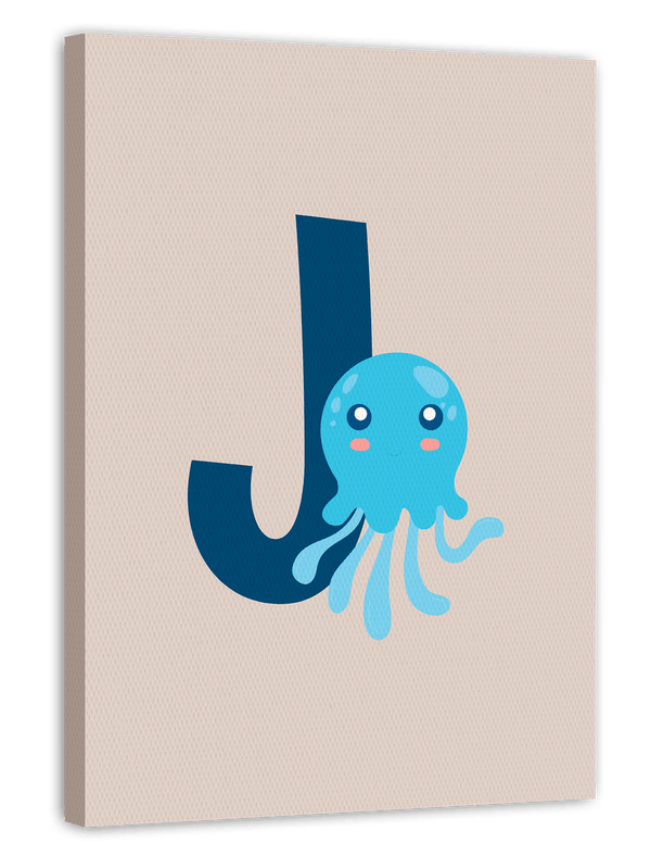 J wie Jellyfish, Qualle, Buchstabe für Name, Englisches ABC Lernen, Süße Dekoartion für Zuhause