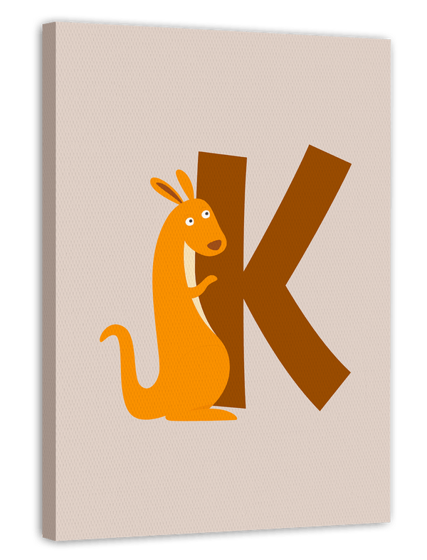 K wie Känguru, ABC Lernen, Süße Illustration, Buchstabe für Name, Dekoration für Zuhause