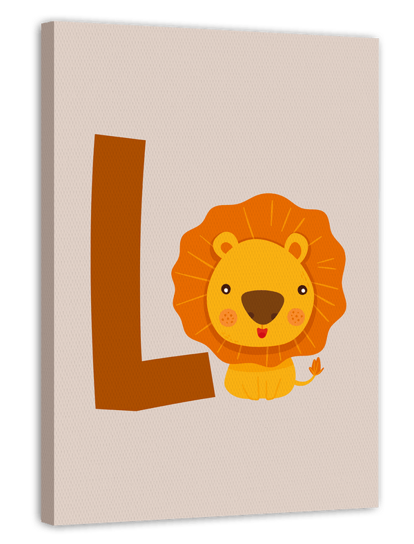 L wie Löwe, ABC Lernen, Süße Zeichnung, Illustration für Kinder, Buchstabe für Name, Deko für Zuhause