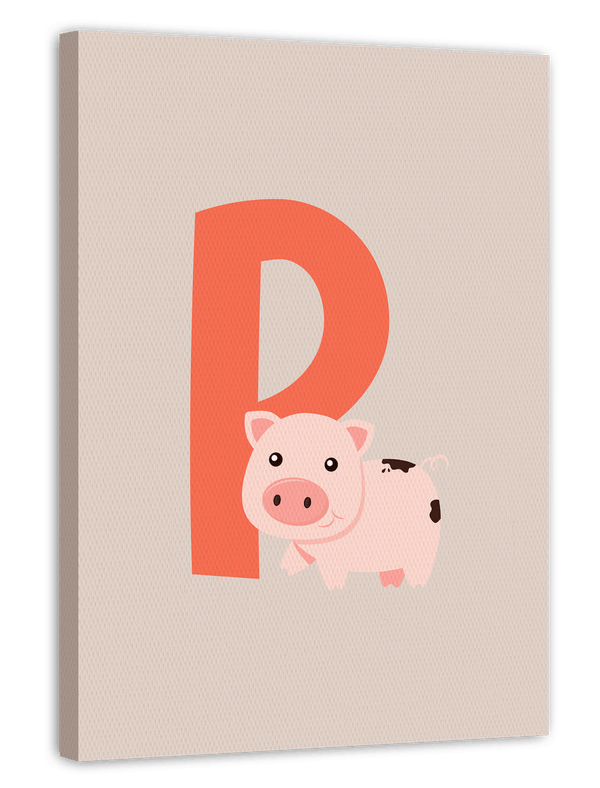 P wie Pig, Schwein, Englisches ABC Lernen, Geschenk & Deko für Kinder, Buchstabe für Name