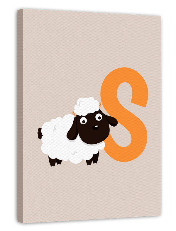 S wie Schaf, ABC Lernen, Buchstabe für Name, Süße Zeichnung, Deko für Zuhause