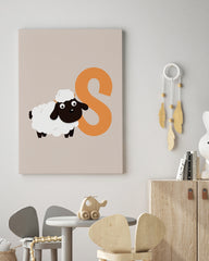 After Hover: S wie Schaf, ABC Lernen, Buchstabe für Name, Süße Zeichnung, Deko für Zuhause