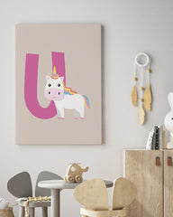 After Hover: U wie Unicorn, Einhorn Deko für Kinder in Beige, ABC Lernen mit englischen Buchstaben