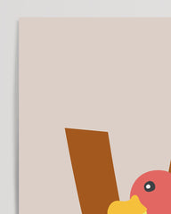 After Hover: V wie Vulture, Süße Geier Illustration in Beige, Englisches ABC Lernen, Kinderzimmer Dekoration