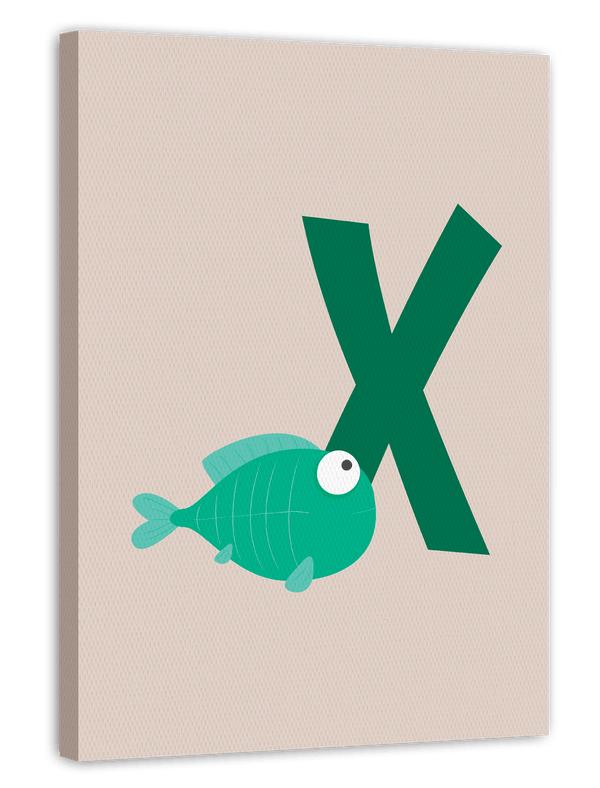 X wie X-Ray Fish, Englisches ABC Lernen, Fisch, Buchstabe für Name, Süße Zeichnung, Dekoration für Zuhause