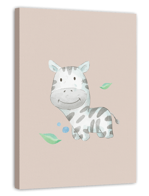 Glückliches Zebra, Süße Wasserfarben-Illustration, Deko für Babies und Kinder in Beige