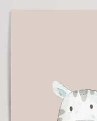 After Hover: Glückliches Zebra, Süße Wasserfarben-Illustration, Deko für Babies und Kinder in Beige