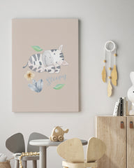 After Hover: Schlafendes Zebra, Gute Nacht-Illustration für Kinder in Beige mit Wasserfarben