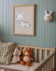 After Hover: Lächelndes Zebra, Tier-Zeichnung in Wasserfarben-Optik, Kunst für Kinder, Deko für Zuhause