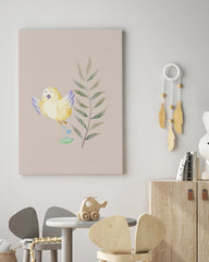 After Hover: Gelber Vogel, Süße Wasserfarben-Zeichnung, Kinder und Baby Dekoration, Deko für Zuhause